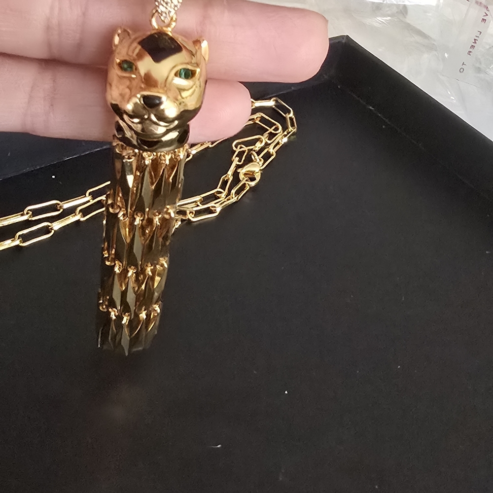 22kgp Dubai Jewelry- Gold Panther Pendant Necklace - Picture 2 of 9
